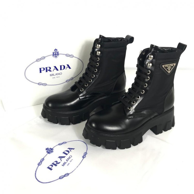 PRADA BRUSHED RE-NYLON COMBAT BOOT